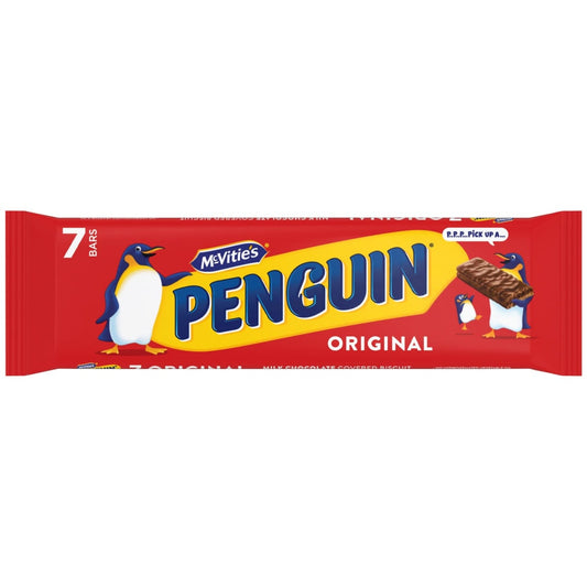 McVitie’s Penguin Original Chocolate Biscuit Bars 7 Pack front packaging