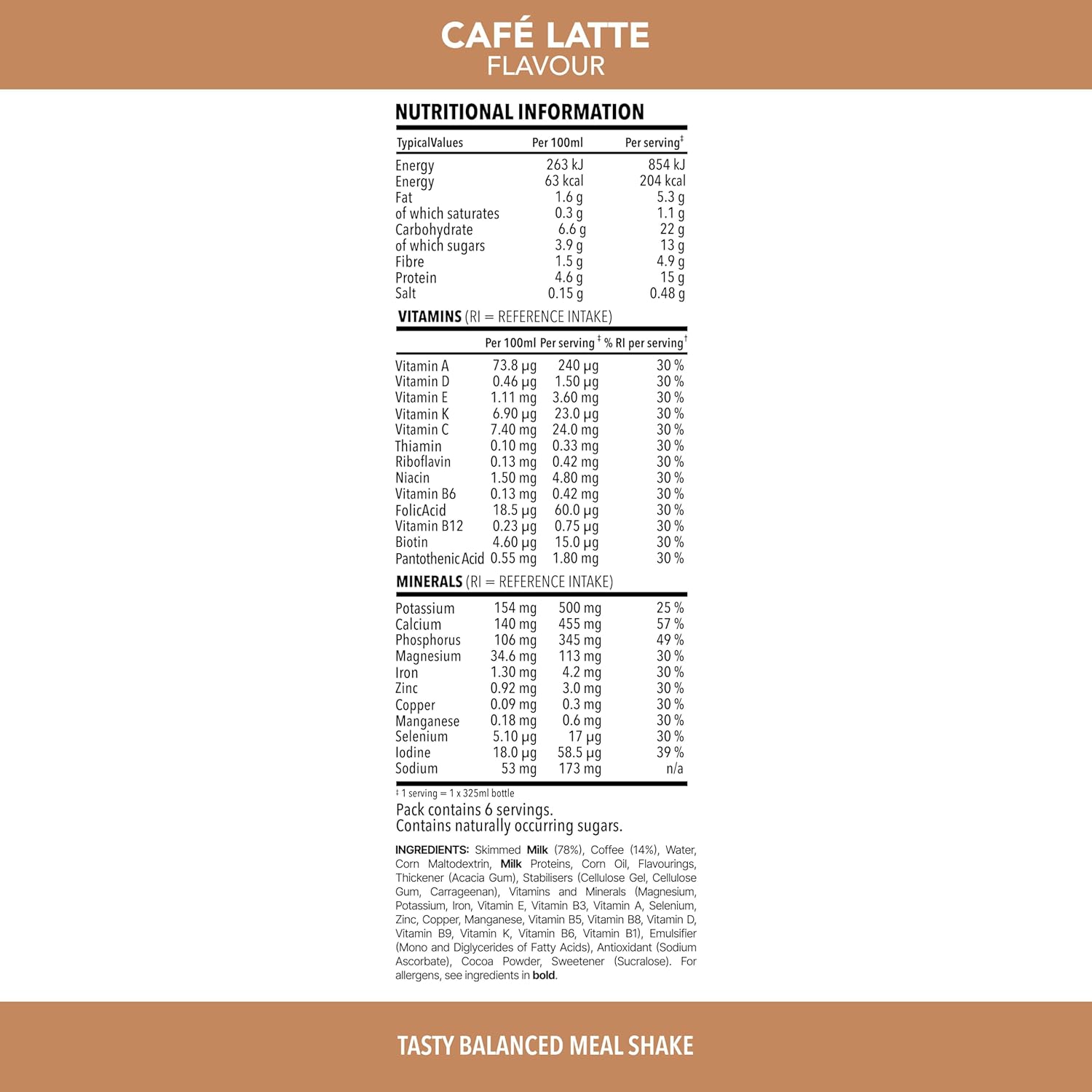 Rich and creamy Cafe Latte diet drink