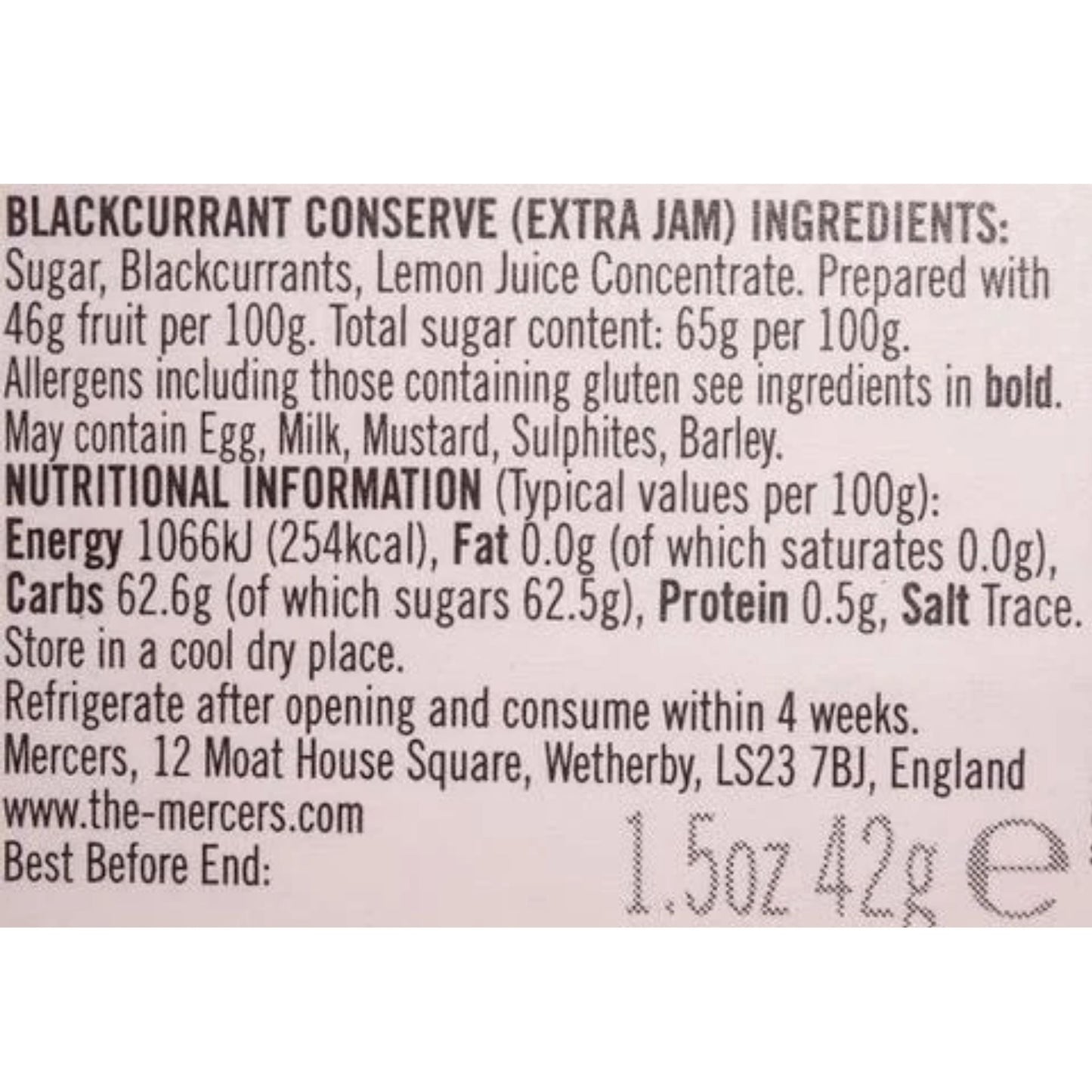 Individual blackcurrant jam portions