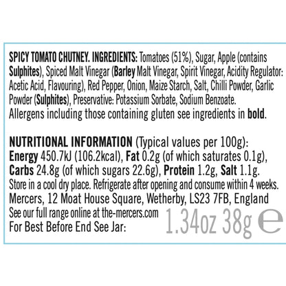Mercers Spicy Tomato Chutney pack
