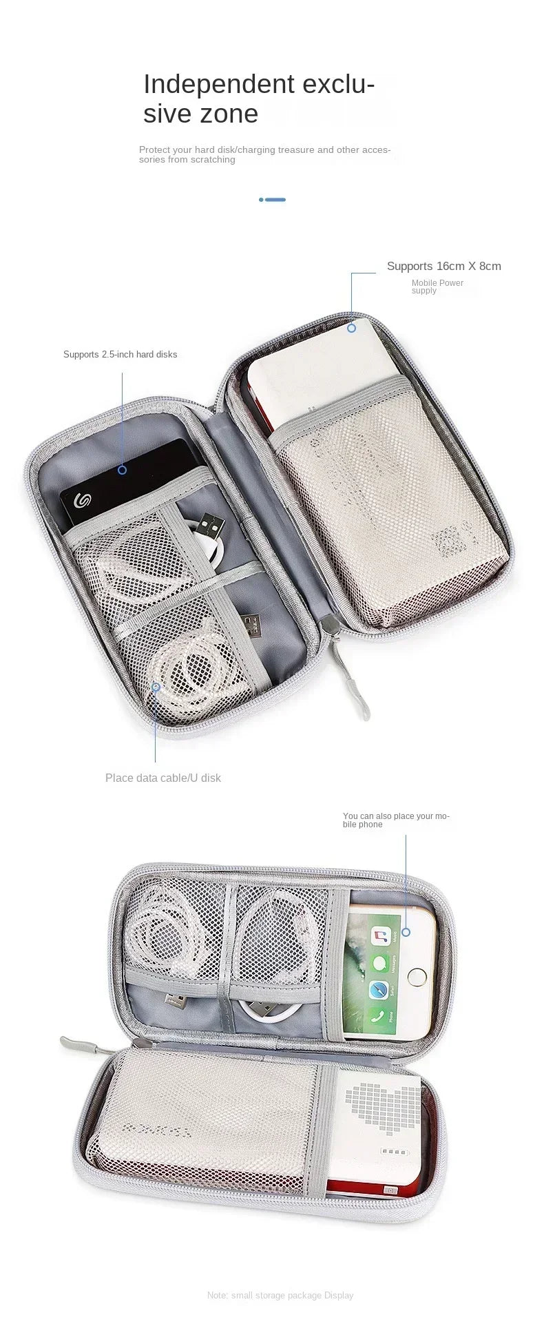 Mesh compartment cable bag for organised tech accessories