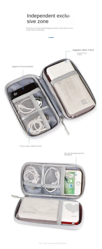 Mesh compartment cable bag for organised tech accessories