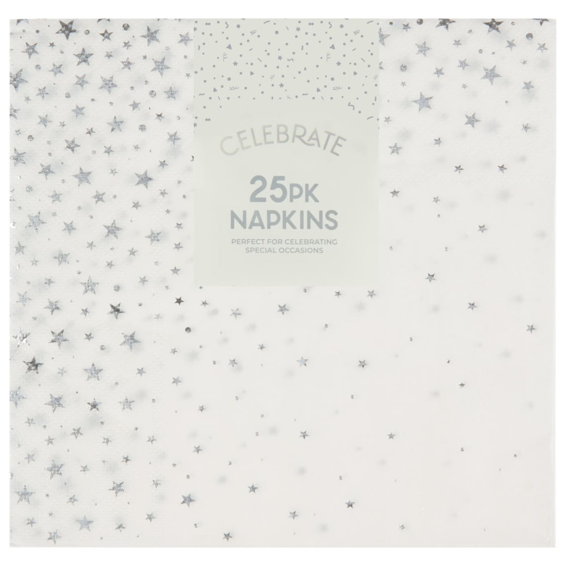 Silver metallic party napkins 25 pack