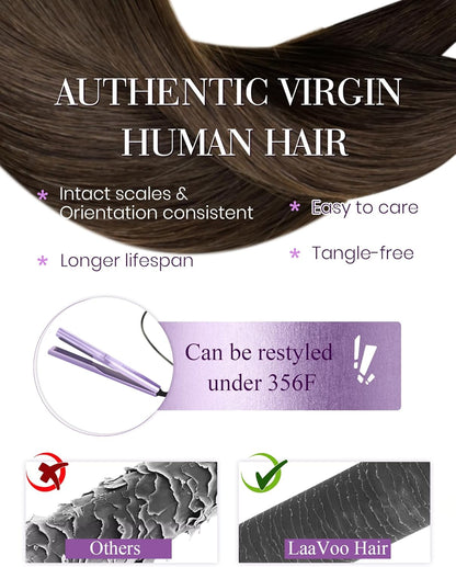 Invisible micro loop hair extensions brown shade