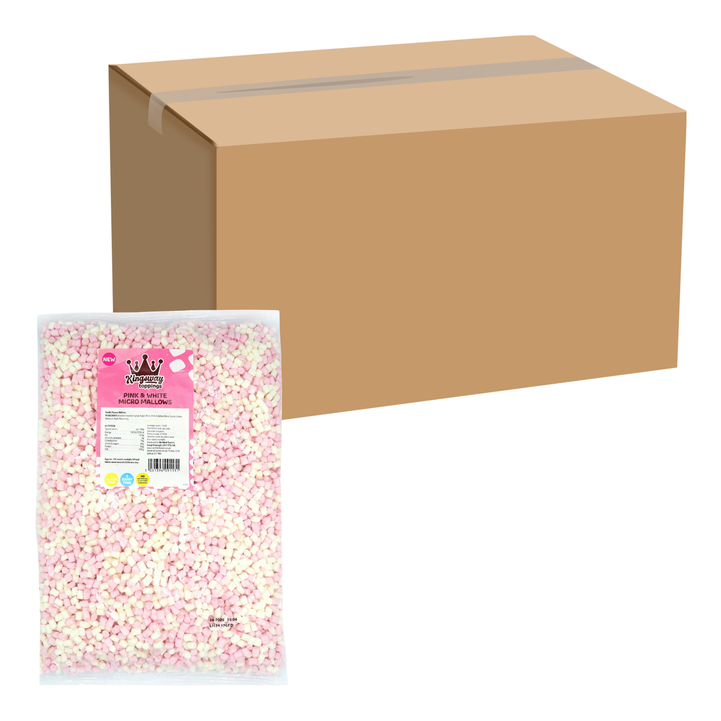 Pink and white micro mallows ideal for cake and cupcake toppings