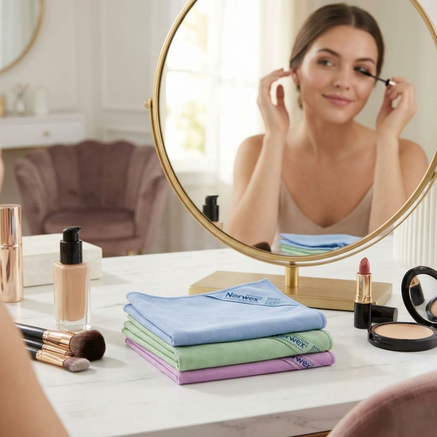 Gentle microfibre cloths for removing mascara and foundation