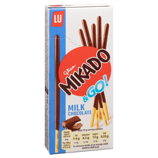 Mikado & Go Milk Chocolate 39g crunchy biscuit sticks coated in milk chocolate