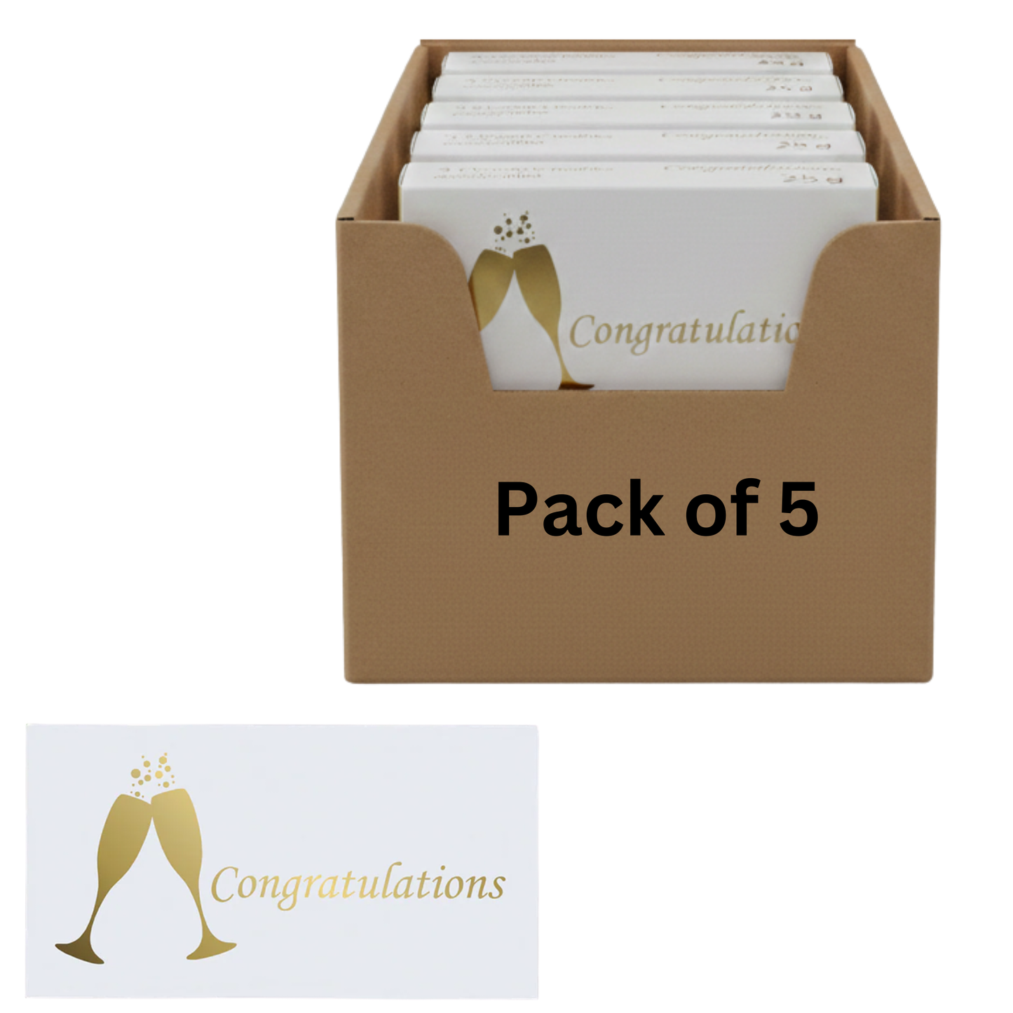 Elegant white gift box with gold foil congratulations design