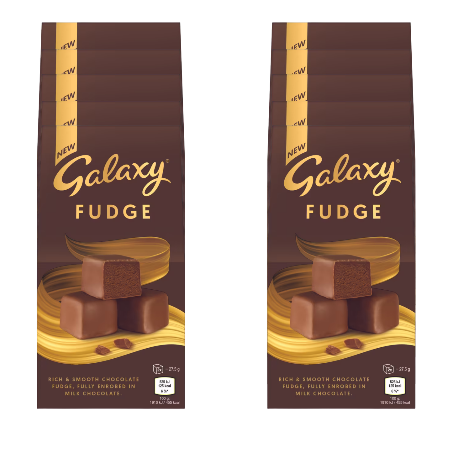 Milk chocolate coated rich fudge from Galaxy