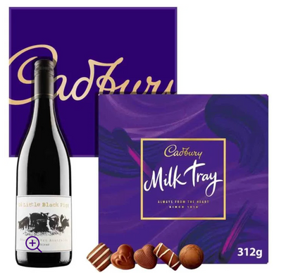 Cadbury chocolate and 16 Little Black Pigs Shiraz Cabernet