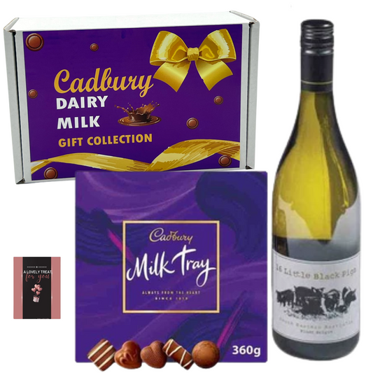 Milk Tray chocolate and white wine hamper gift