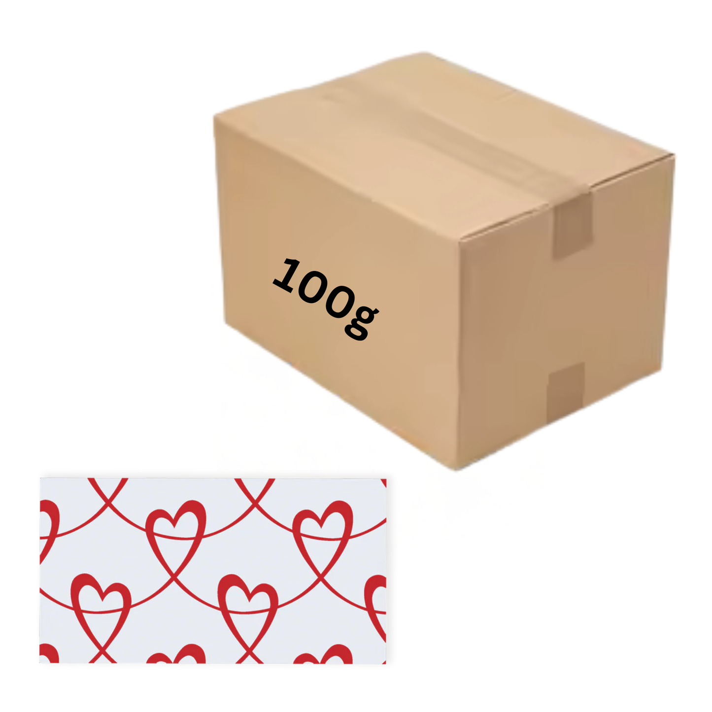 Elegant red and white heart patterned ballotin packaging