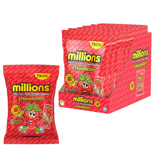 Strawberry flavoured chewy sweets 5 snack packs
