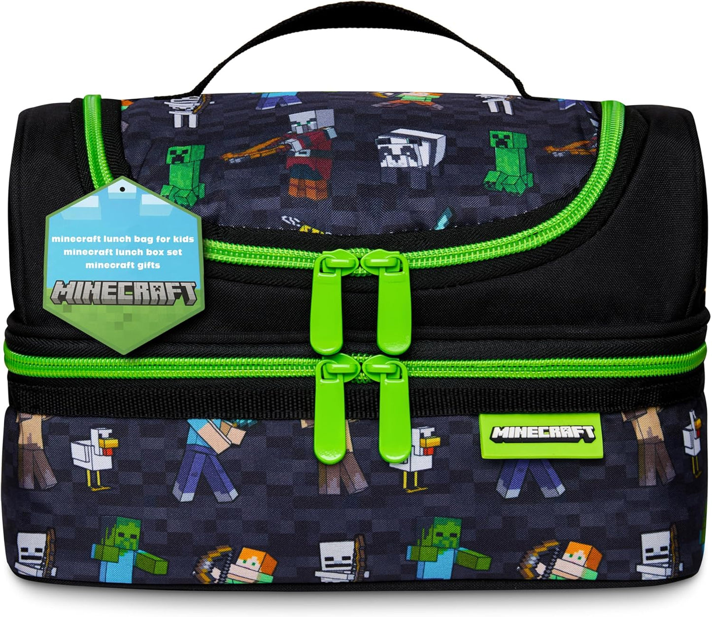 Minecraft Creeper lunch bag with insulated lining