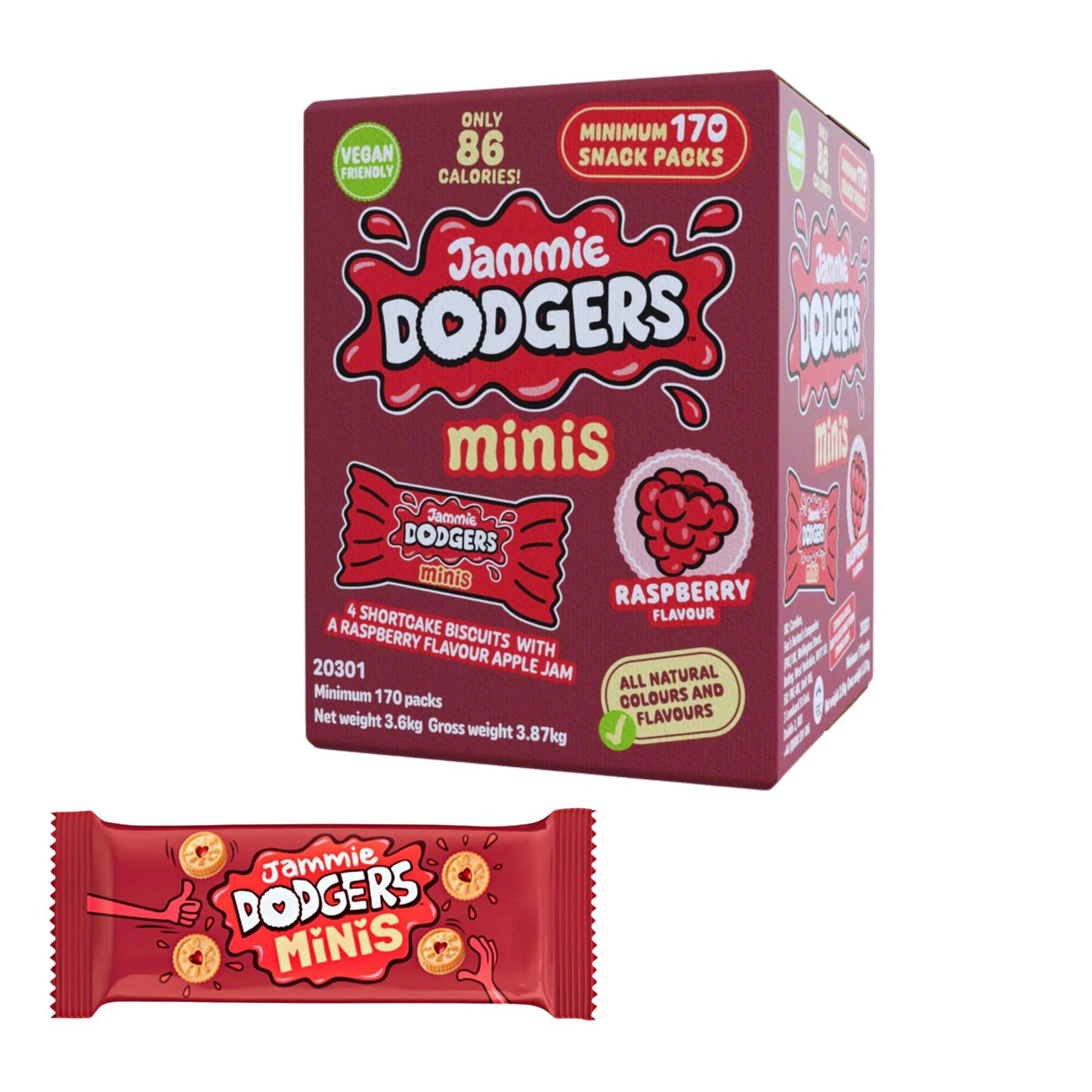 Mini shortcake biscuits with raspberry jam filling snack packs