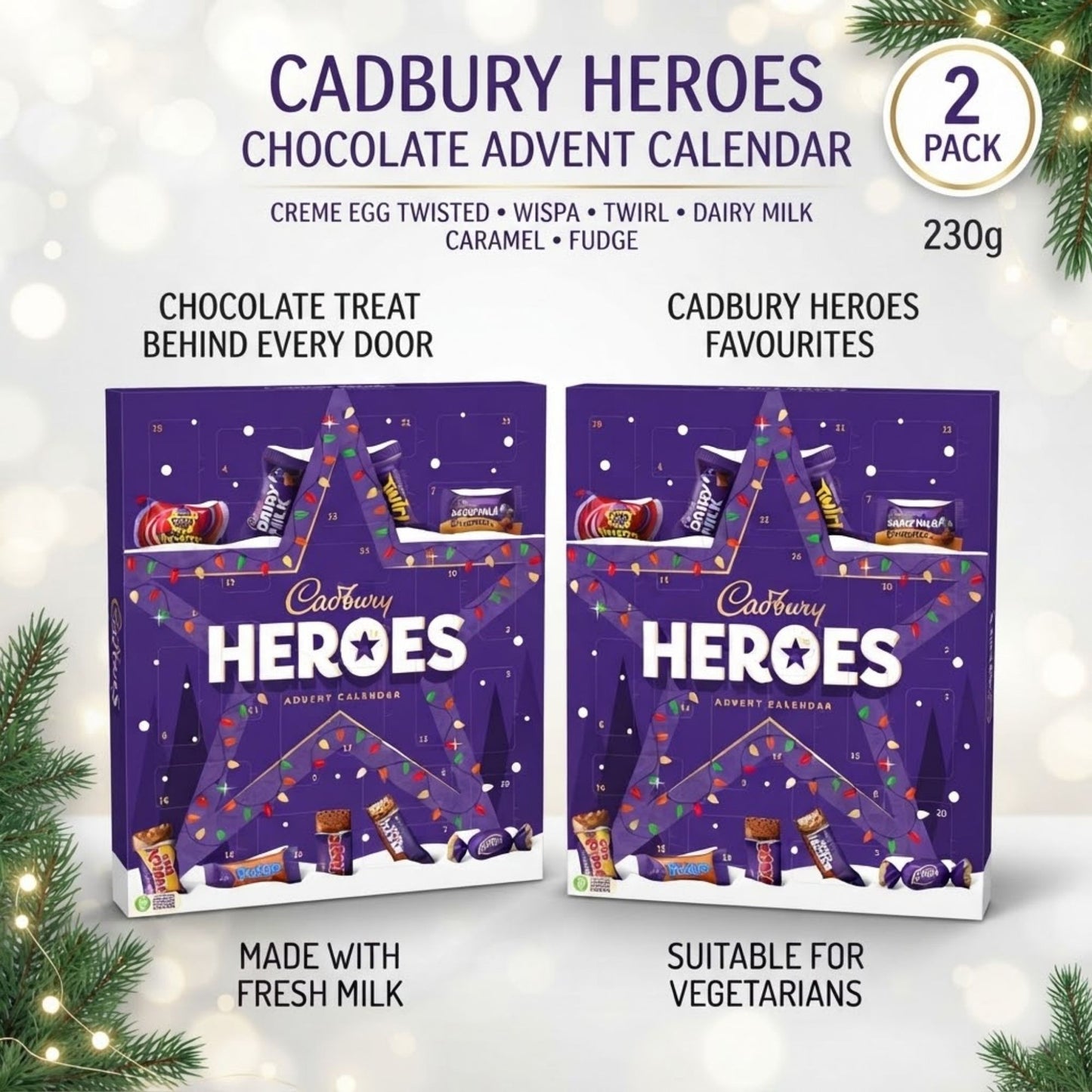 Cadbury Heroes Christmas Advent Calendar twin pack