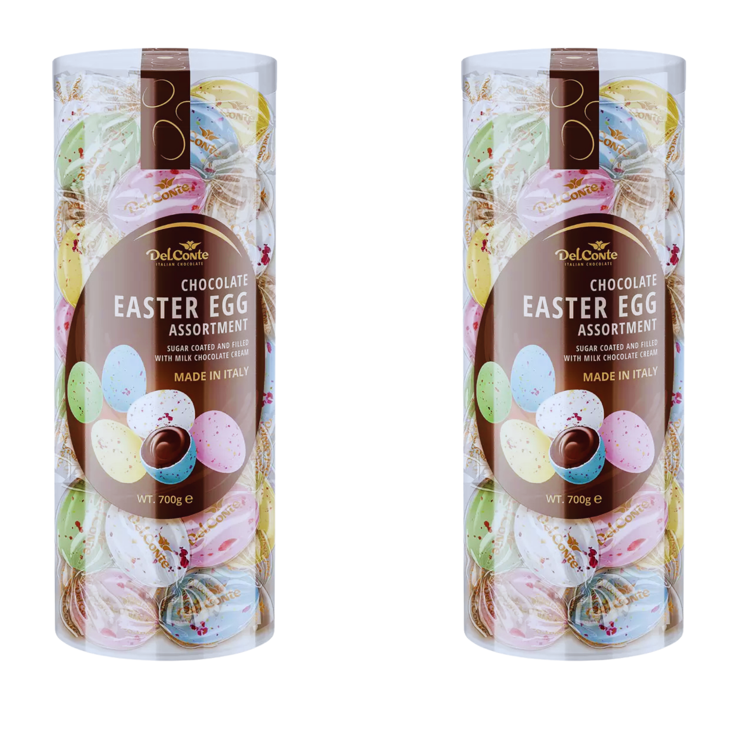 Mini milk chocolate eggs with crispy sugar coating