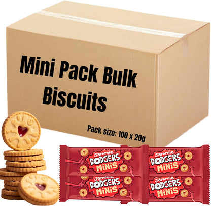 Mini Jammie Dodger biscuits 100 pack 20g wrapped