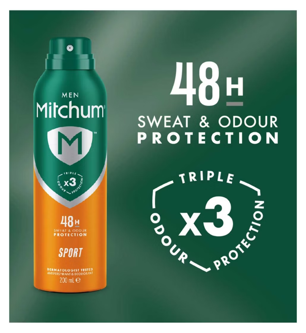 Mitchum Men APD 200ml spray for underarm dryness and odor control