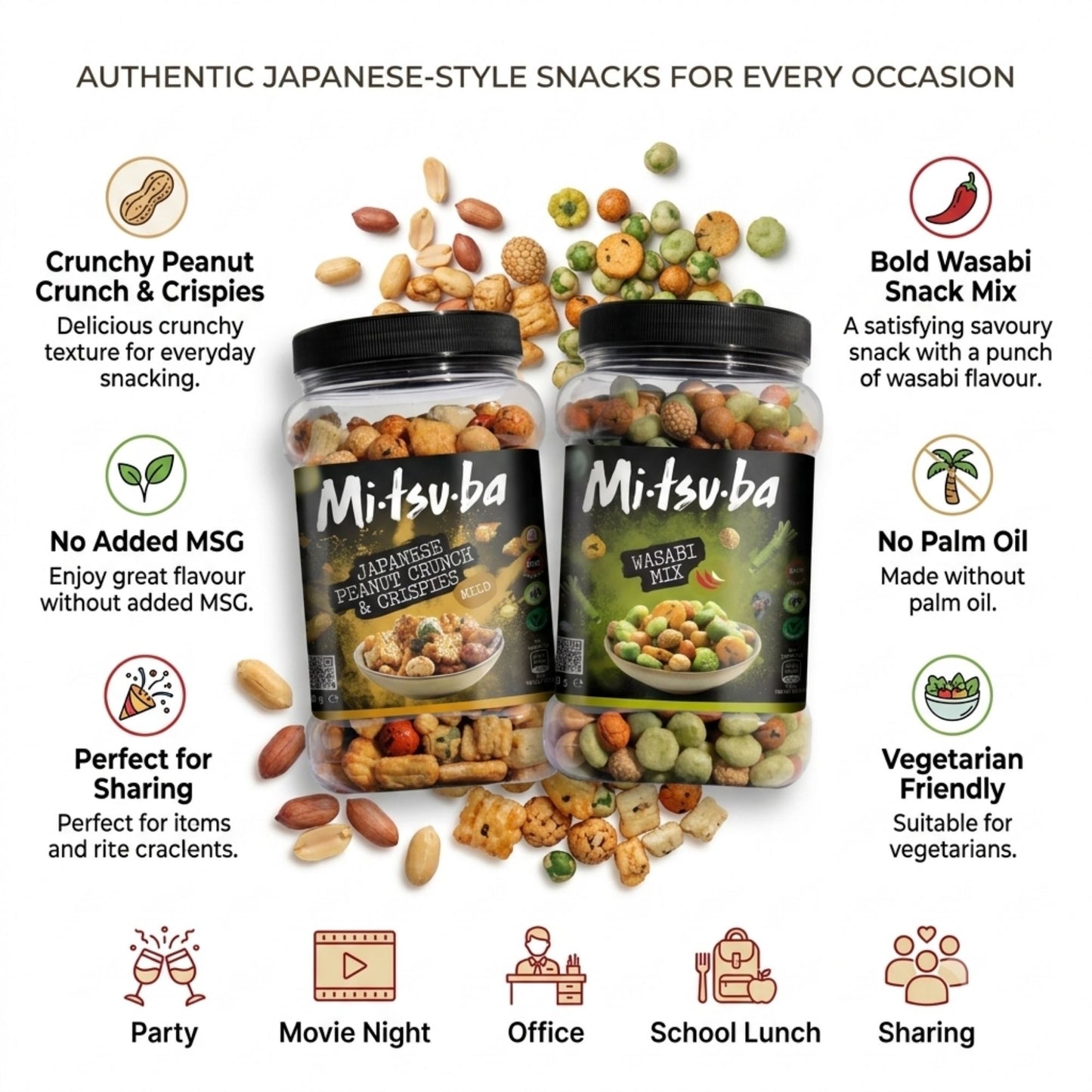 Palm oil free Japanese snack selection