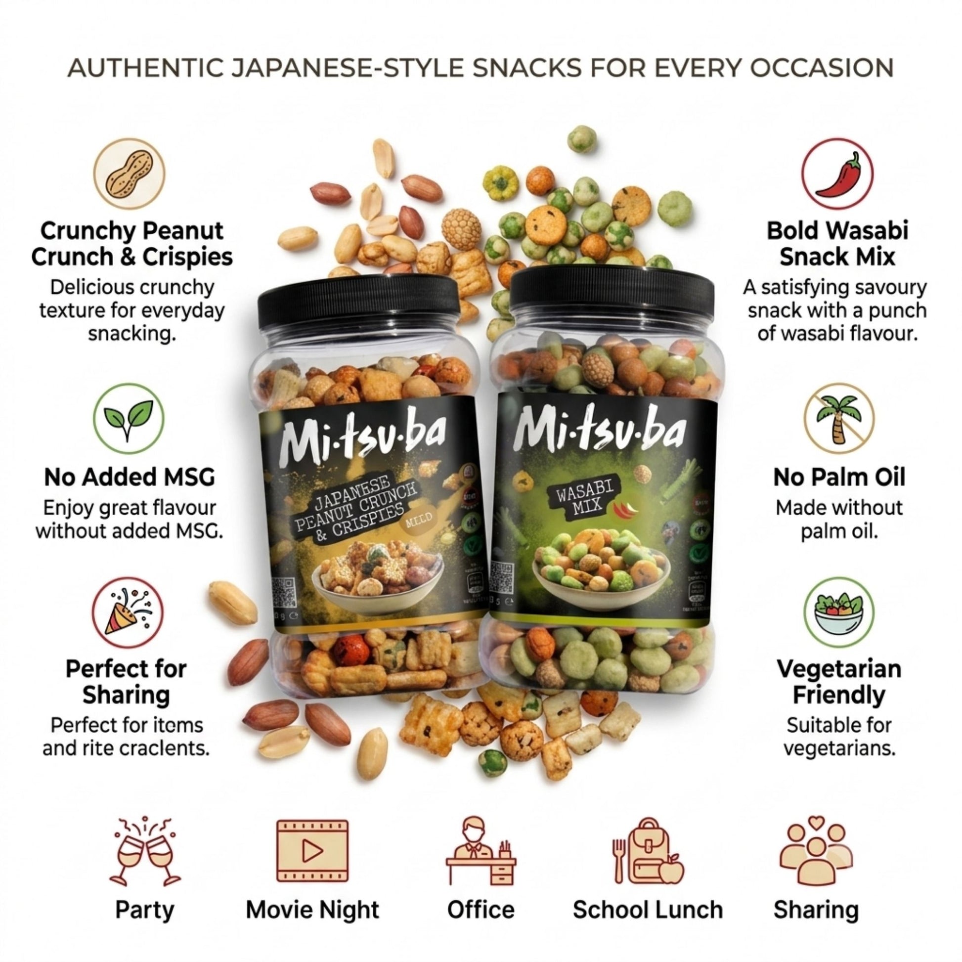 Palm oil free Japanese snack selection