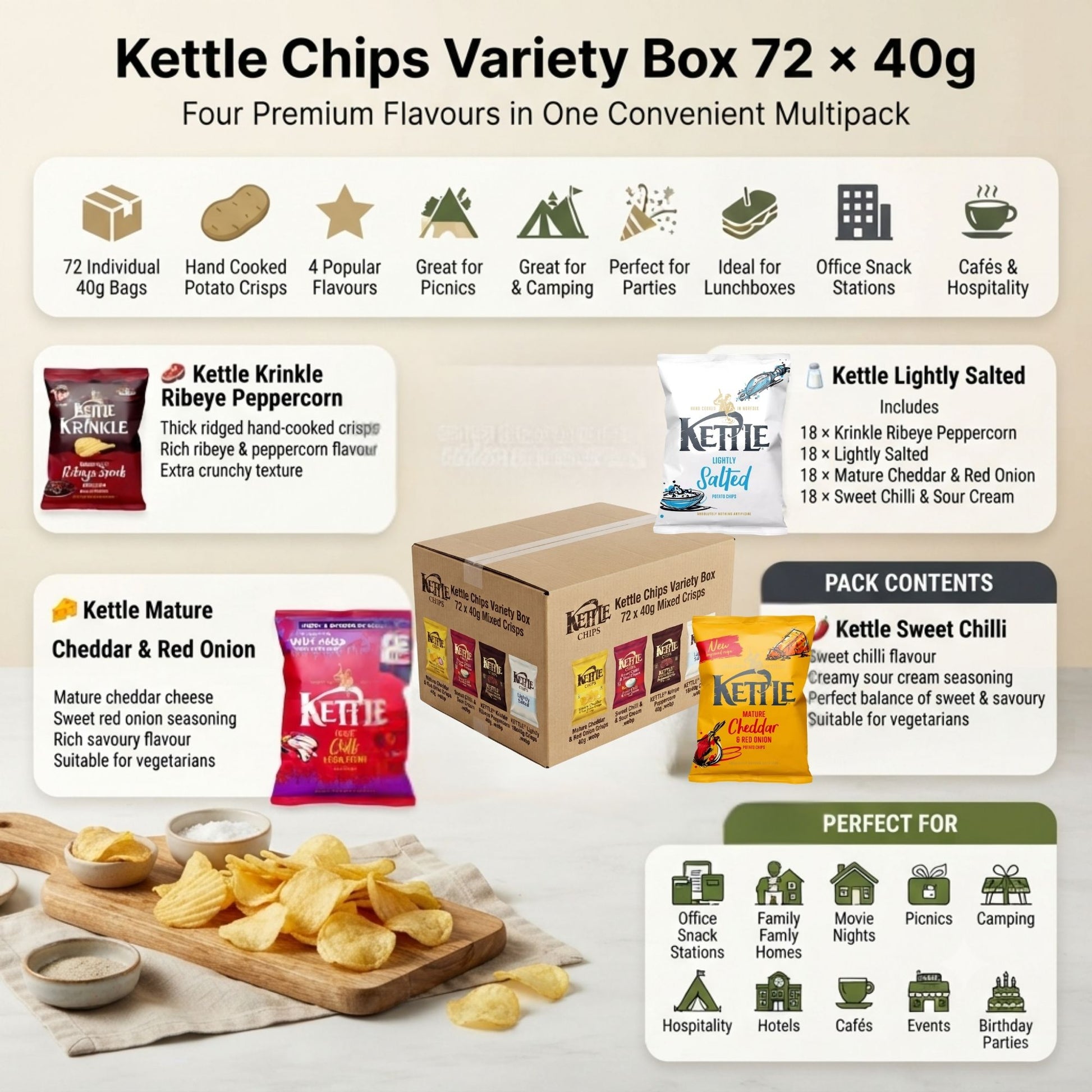 Mixed potato crisps variety pack
