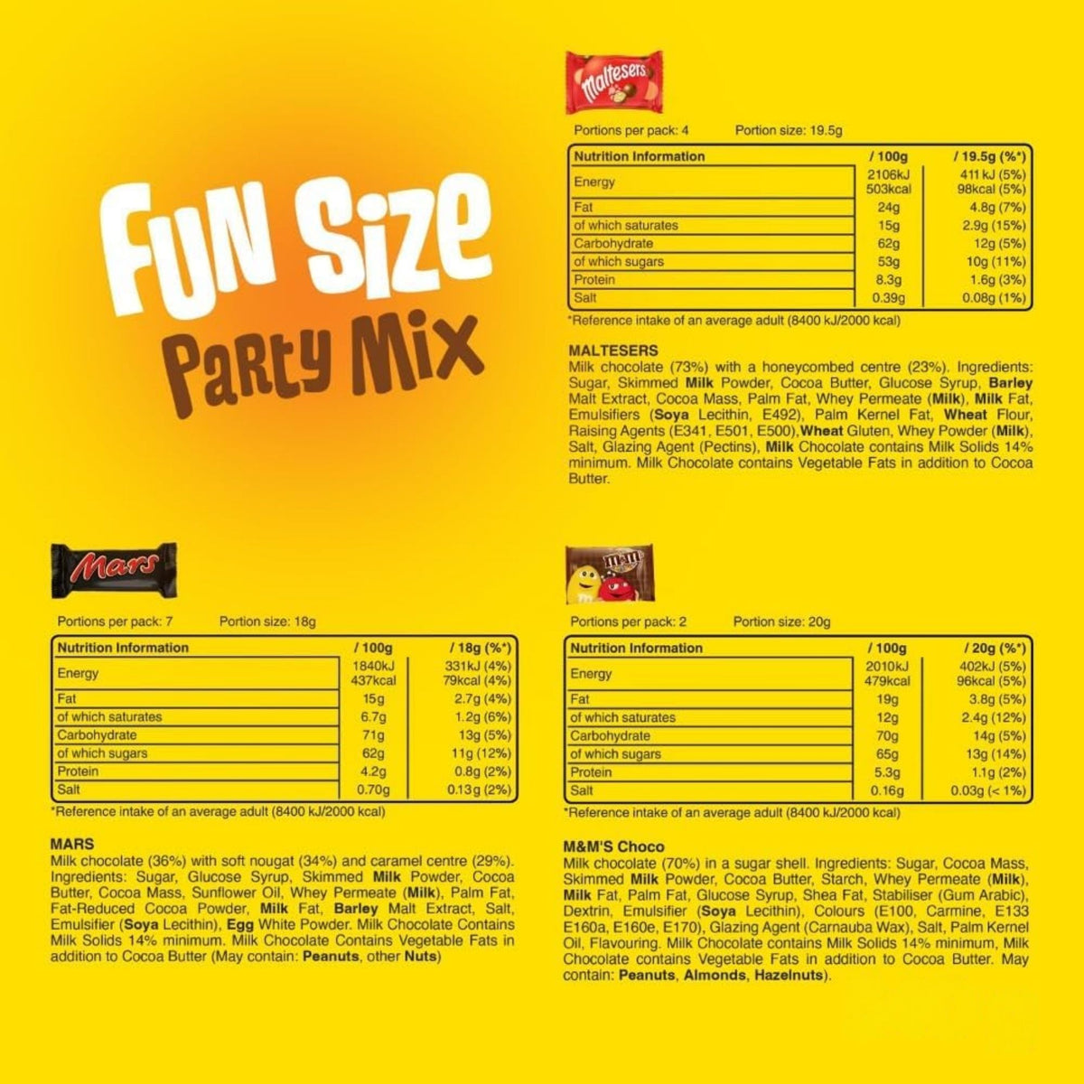 M&M's and Twix mini chocolate party treats