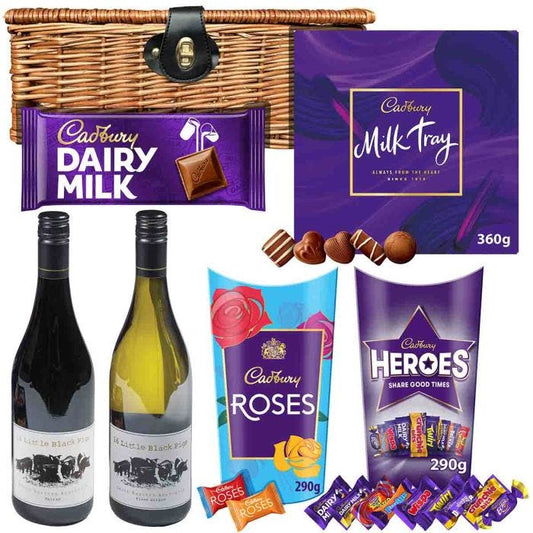 Mixed wine hamper paired with Cadbury chocolates