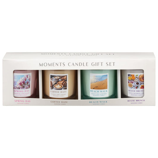 Moments Candle Gift Set 4pk with Spring Day, Coffee Date, Beach Walk & Bestie Brunch scents