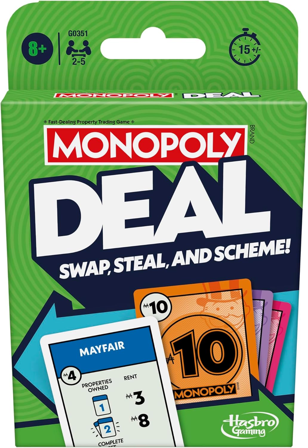 monopoly deal fast strategy card game by hasbro
