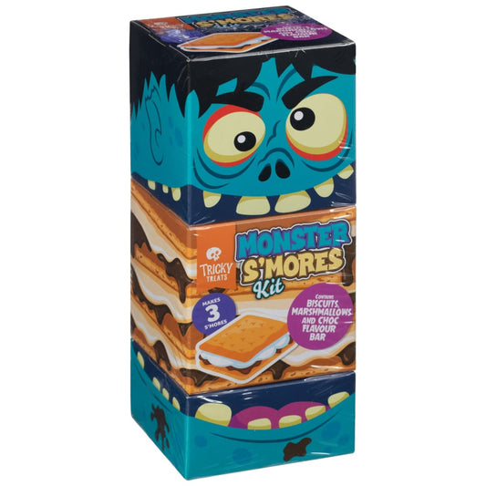 Halloween themed Monster S’mores Kit with biscuits, chocolate & marshmallows