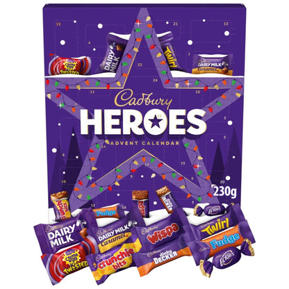 Two Cadbury Heroes chocolate Advent Calendars