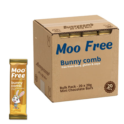 Moo Free Bunnycomb Mini Chocolate Bars 20g 20 Pack vegan