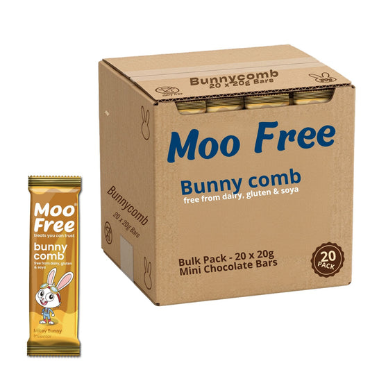 Moo Free Bunnycomb Mini Chocolate Bars 20g 20 Pack vegan