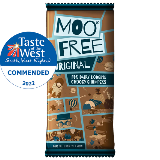 Moo Free vegan milk chocolate bars 12 x 80g – dairy-free, creamy chocolate in recyclable packaging