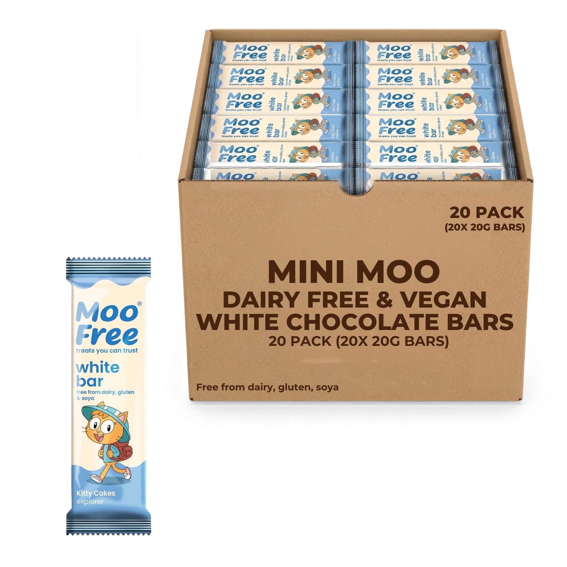 Moo Free Vegan White Chocolate Mini Bars 20g 20 Pack
