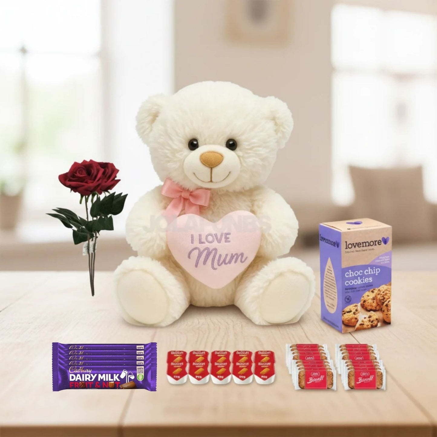 Mother’s chocolate and Biscoff gift hamper with teddy bear