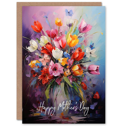 Mothers Day Card Vibrant Spring Flower Bouquet Mum