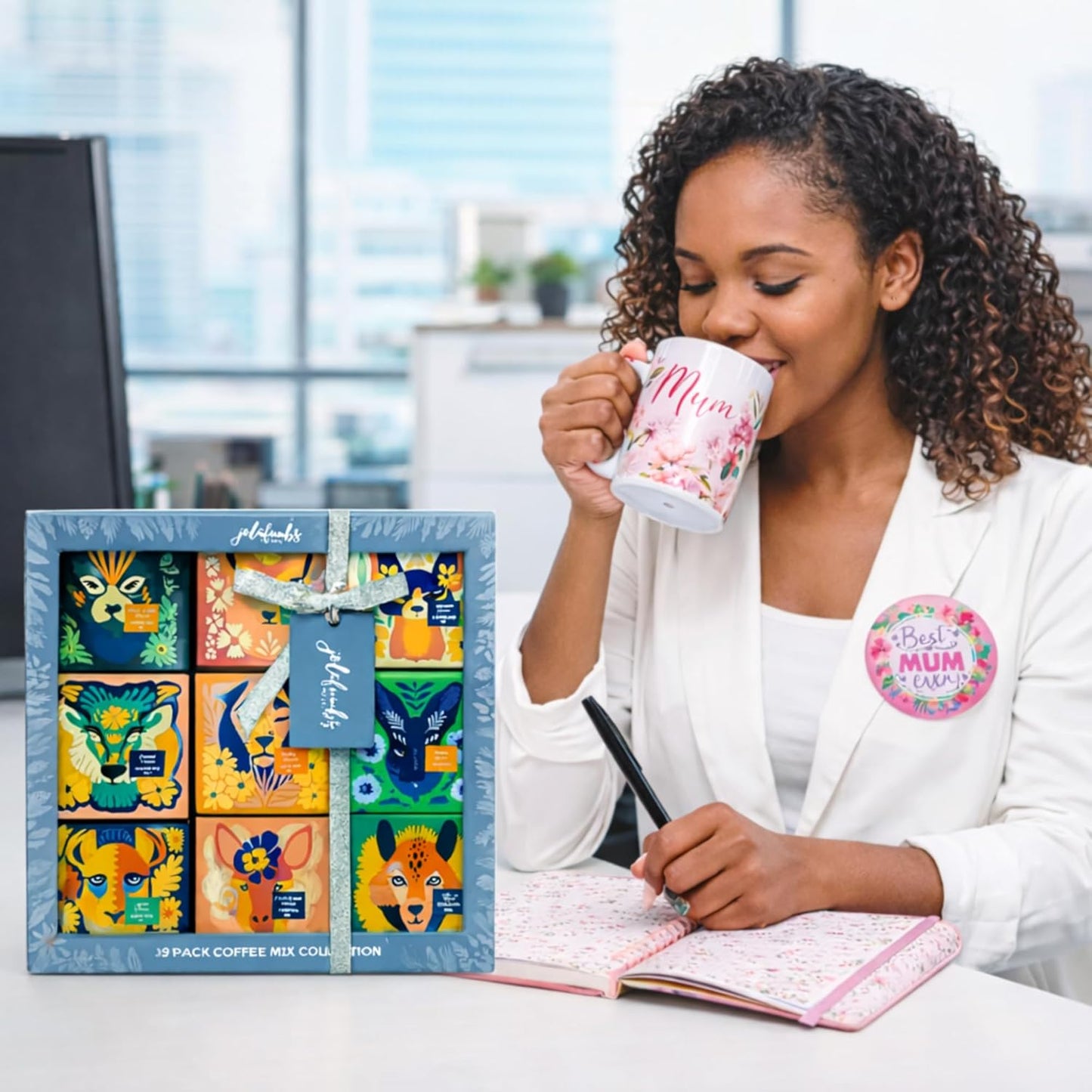 “Best Mum” badge included in gift set