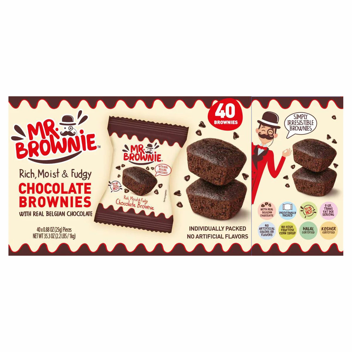 Mr.Brownie Chocolate Brownies 40 x 25g individually wrapped
