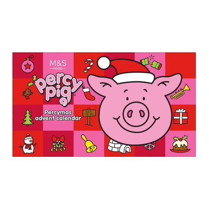 M&S Percy Pig Milk Chocolate Advent Calendar with daily Percy chocolates and Merry Percymas bag