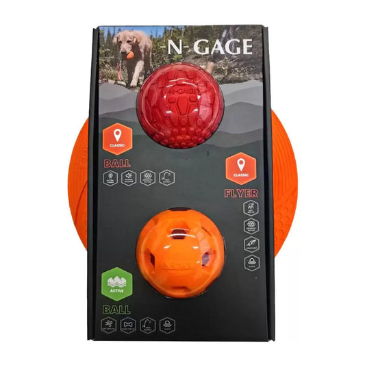 N-Gage dog toys 3 pack with balls and frisbee