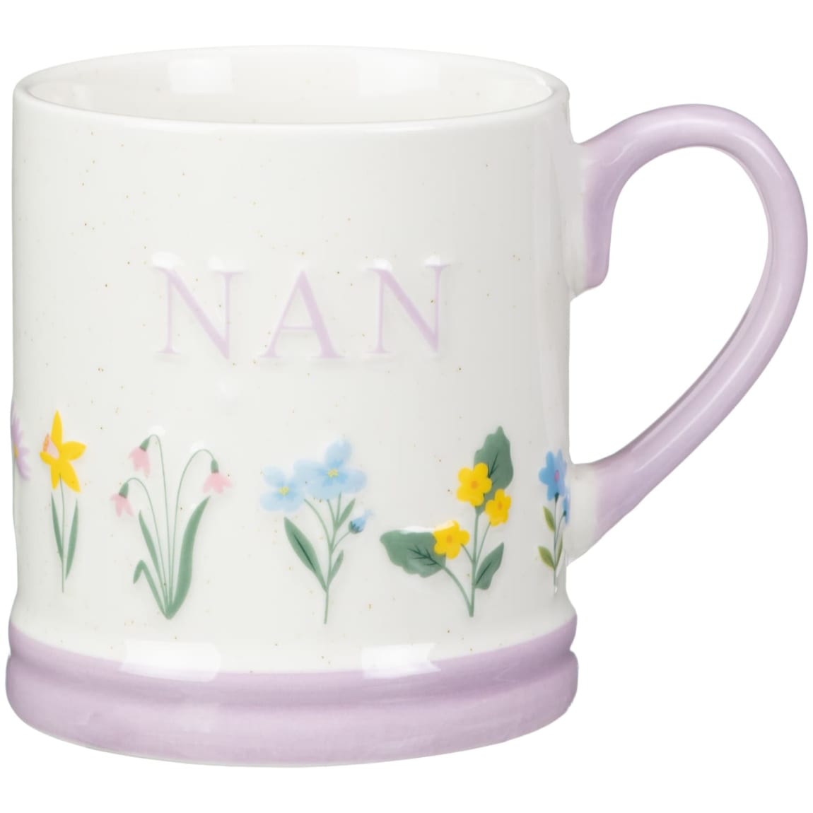 Purple floral ceramic mug gift for Nan