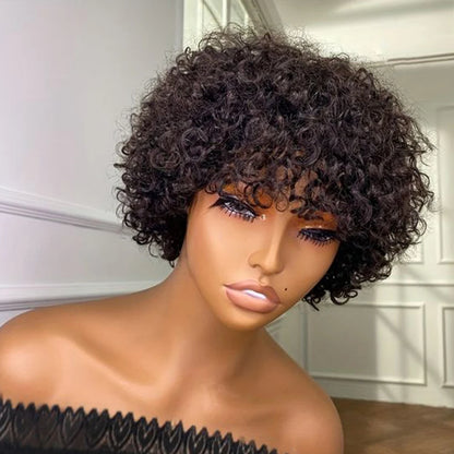 Short afro curly wig suitable for casual or formal use