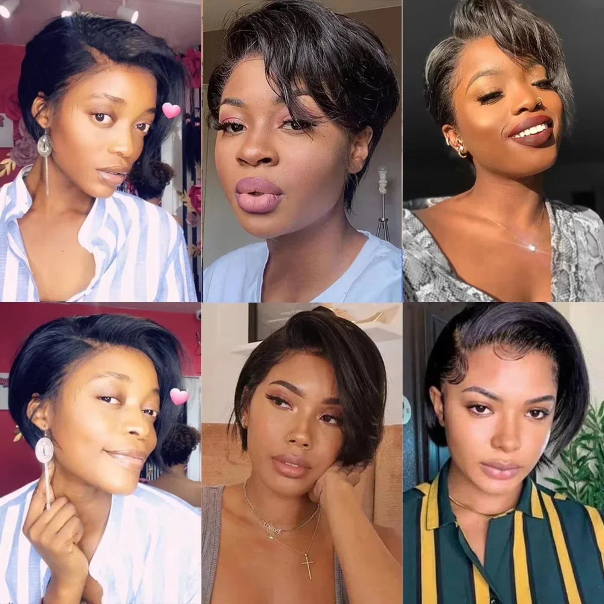 Natural color short bob lace front wig