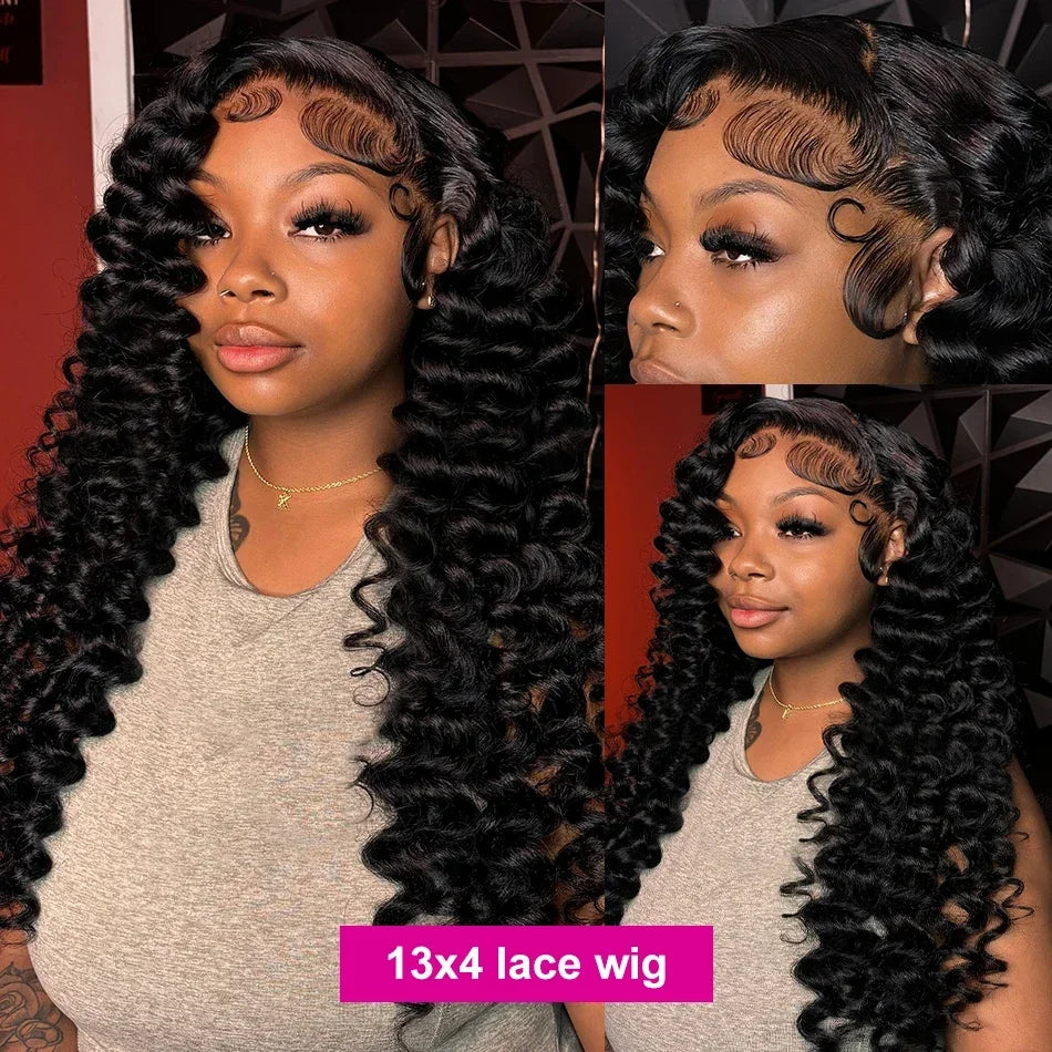 Long Brazilian hair wig with deep wave style