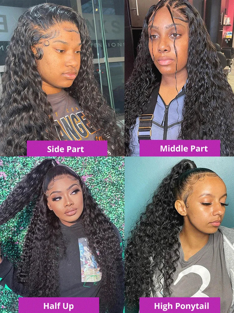 Long 30 to 40 inch deep wave human hair wig