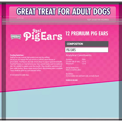 Natural pig ear chews for adult dogs