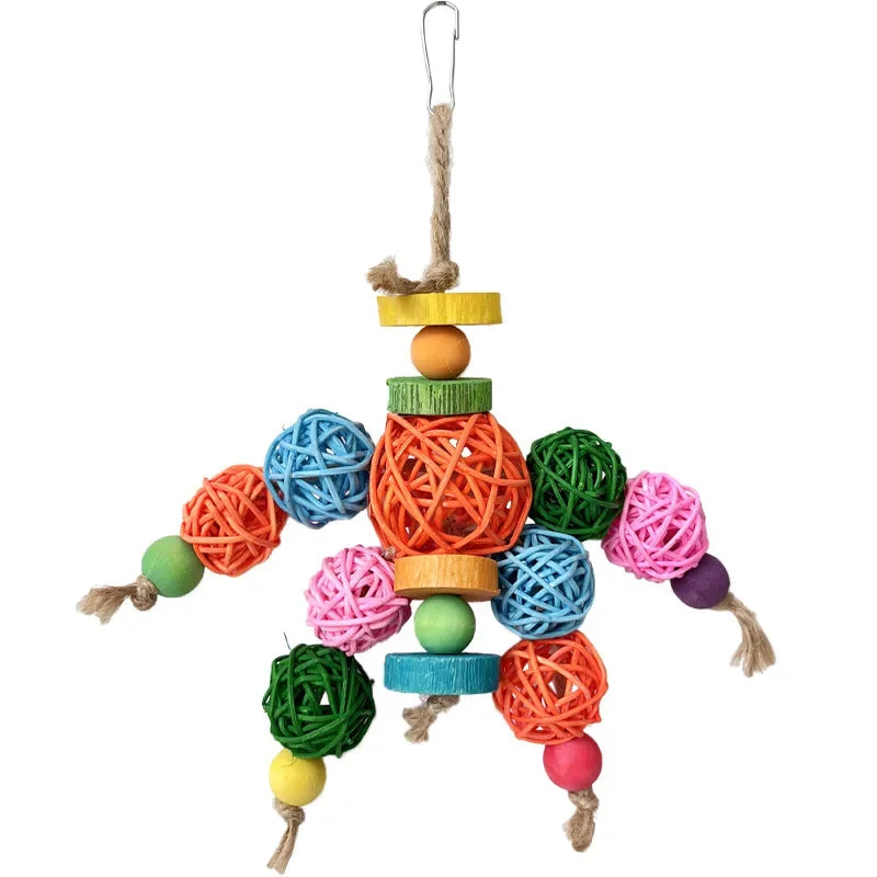 Natural wood rattan bird toy beak exercise enrichment activity
