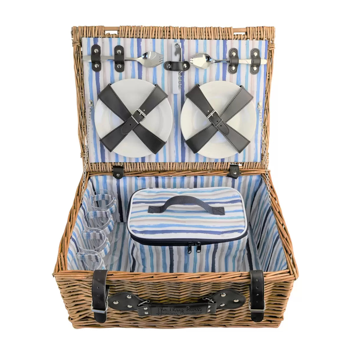 4 person insulated wicker picnic basket set